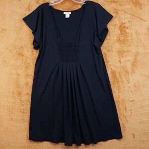 SERENE Dress Womens Large Black Pullover Sundress Cover Up Flutter Sleeve